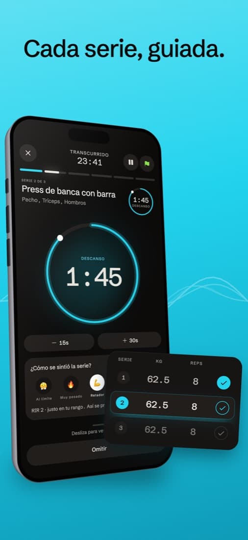 Captura de Gymmi en App Store: Cada serie, guiada.
