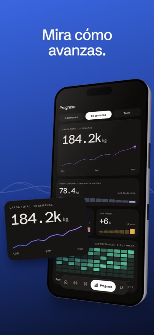 Captura de Gymmi en App Store: Mira cómo avanzas.